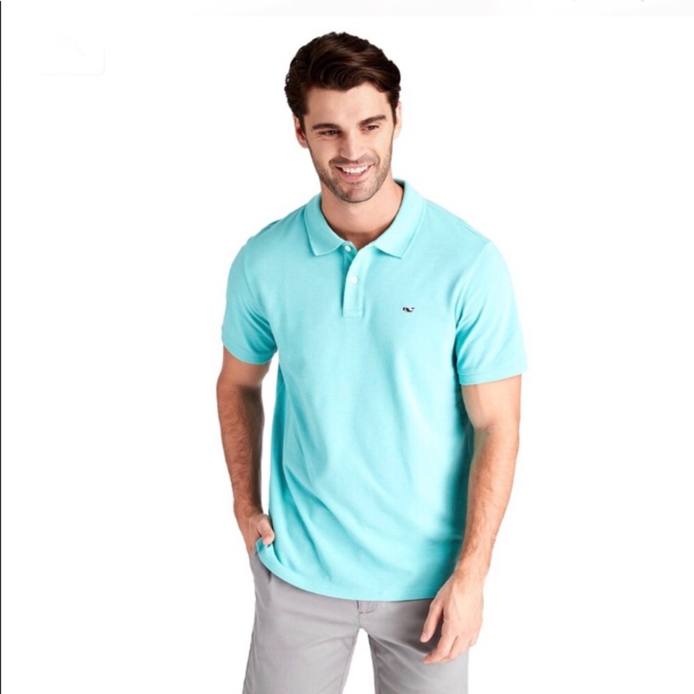 Vineyard Vines heathered blue polo shirt